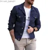 Vestes pour hommes Jeans Manteaux Veste Printemps et Automne Veste en jean Slim à manches longues Tops décontractés Boutonné Survêtement Couleur unie Veste en jean T230804