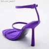 Buty sukienne Traf Slim High Sling Sandals Purple High Sandały na wysokim obcasie 2023 Lato wysokie pięta luksusowe sandały damskie Z230804