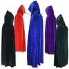 Thème Costume Adulte Halloween Velours Cape Capuche Moyen Âge Sorcière Vampire Halloween Pleine Longueur Robe Manteau 5 Couleurs Z230804