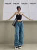 Jeans da donna 2023 Vintage Ladies Patchwork Baggy Cargo Fashion Streetwear Pantaloni larghi in denim