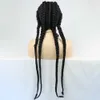 Parrucche senza cappuccio per capelli umani Colore nero Sintetico Scatola lunga Intrecciare Capelli intrecciati Parrucche in pizzo Cornrow Trecce olandesi Parrucche in pizzo per donne nere Afroamericano x0802