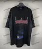 Xinxinbuy Men Designer Tee T Shirt 23ss Paris Zniszczony krawat żelazna wieża Inkjet Graffiti Bawełna Kobiety Kobiety Black M-2xl