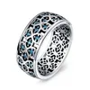 Anelli in argento sterling 925 Squisito design retrò vuoto, con anello di lusso in strass per gioielli da donna Pandora Party