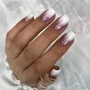 Unhas postiças 24 pçs curtas quadradas impressas em cor sólida design brilhante com diamante wearable balé unhas postiças acabadas manicure