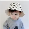 Bérets Double Face Bébé Seau Chapeau Vache Motif Enfants Garçons Filles Pêcheur Panama Coton Cap Été En Plein Air Enfants Soleil