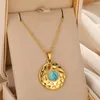 Pendentif Colliers En Acier Inoxydable Chaîne Ronde Pierre Naturelle Collier Pour Femmes Matériau Imperméable À L'eau Or 18K Couleur Bijoux De Mode Cadeau