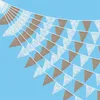 Banner Flags 10M 36 Pennant Lace Hessian Flags Birthday Carnival Fabric Bunting Wedding Party Decor Banner Home Baby Shower Garland 230804