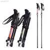 Trekking Poles Mountaineering pole folding aluminum alloy 5section ultra-light shrinking outdoor ultra-short cross-country running crutches HKD230804