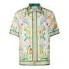 Herren Freizeithemden Casablanca 23Ss Grüne Pflanzen Blumen Blumen Uni Designer Weißes Twill-Seiden-Kurzarmhemd Drop Delivery Apparel Dhavs