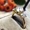 Wedding Rings Huitan Silver ColorGold ColorTwo Tone Womens Cubic Zirconia Luxury Fashion Engagement Accessory Trendy Jewelry 230803