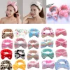 Koreansk mode prickade plysch båge pannband tvätt ansikte mjuk hårband handduk makeup headwrap turban elastisk pannband hår tillbehör au04