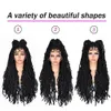 Lace Wigs Faux Locs Braided Wig Curly Hair Hand braided Full Synthetic Crochet Braids with Baby 32Inch Double 230803