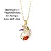 Pendant Necklaces Colorful Crystal Zircon Peacock Stainless Steel Lip Chain Women Necklace Female Vintage Style Neck Jewelry Wholesale