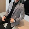 メンズスーツプラスサイズ4XL-Mブリティッシュスタイルファッションペルレイドメンズ用ブレザージャケット2023スリムフィットカジュアルビジネススーツコートフォーマルウェア