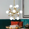 Lustres Postmoderne Pissenlit Moléculaire Boule De Verre Doré Pendentif Lumières Salon Cuisine Chambre G4 LED Lampe Suspendue