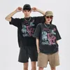 Herren T-Shirts Männer Hip Hop Streetwear Oversize T-Shirt Frauen Thriller Comic Graphics T-Shirt Sommer Washed Old FuJiang Anime Top Tees 230803