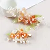 Haar Clips Bloemen Haarspeld Side Clip Voor Vrouwen Chinese Hanfu Accessoires Pearl Barrette Fairy Kostuum Partij Sieraden Geschenken