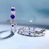 Brincos de argola loja de prata esterlina 925 laboratório safira esmeralda diamantes de alto carbono para mulheres joias finas por atacado
