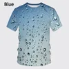 T-shirts pour hommes mode d'été impression 3D T-shirt motif de goutte de pluie décontracté à manches courtes