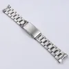 Titta på band 22mm Silver Solid 316L Rostfritt stål Watchband Deployment Clasp Curved End Wrist Armband Stock Rand 230803