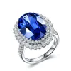 Anelli a grappolo YangFx Colore argento Temperamento americano europeo Simulazione Tanzanite blu scuro Pietra colorata Anello aperto Gioielli ragazza