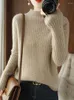 Women's Sweaters Fashion Women Autumn Winter 30% Merino Wool Clothes Mock-Neck Striped Sweater Long-Sleeved Knitted Pullovers Female Tops