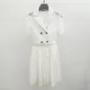 Auth Self Portrait LaceGentle corte branco renda lapela cintura dupla vestido longo para mulheres