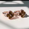 Bandringe Designer New V Lucky Vierblättriges Kleeblatt Serie Ring voller Diamant weiblich Tigerauge Stein Achat natürlich VXBX