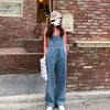 Women's Jeans Loose Fitting Spring And Autumn Wide Leg Denim Straps Retro Female Summer Sling Jumpsuit Pants Versatile Women