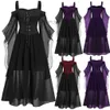 Theme Costume Vintage Women's Halloween Dress Witch Gothic Lace Bandage Mesh Plus Size Shoulder Halloween Women's Role Playing Dress Z230804