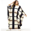 Casual Bat Sleeve Maxi Dress Imprimer Plaid Musulman Abaya Kimono Robe Longue Robes Jubah Ramadan Moyen-Orient Prière Islamique Clothing188i