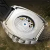 Zegarek Jinlerle Automatyczne zegar Man Man Skoleton Mechaniczny Wind Watch zegarek Luminous Sapphire Crystal Waterproof Wristood Na rękę