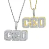 Pendentif Colliers Bling Shadow CEO Lettres Personnalisé Nom Initial Collier Glacé 5A Zircon Cubique Hiphop Cool Bijoux Pour Hommes Garçon 230803