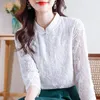 Women's Blouses Clothing Women Shirt Cardigan Stand Collar Long Sleeve Solid Color Button Lace Cheongsam Summer