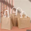 wholesale Sublimation Blanks Plain Natural Tote Bag Small Jute Bags For Diy Hand Painting Blank Polyester Canvas Totes With Handles Dholm LL