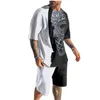 Fatos de treino masculinos 2023 masculinos engraçados estampados em 3D conjunto casual decote redondo manga curta roupas de praia shorts verão moda tendência tops