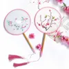 Chinese Style Products Retro Creative Dance Fan Portable Embroidery Flower Chinese Hand Fan Silk Fan Crafts With Tassels Wooden Handle Girl Gift R230804