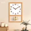 Horloges murales carrée horloge en bois Design moderne pendentif décor à la maison chambre silencieuse luxe Table de bureau rétro idées cadeaux