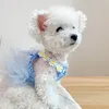 Chien vêtements chat Plaid robe d'été Pet Tulle robe sans manches doux confortable fleur décor oreilles fournitures