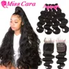 Synthetic Wigs Miss Cara Malaysian Body Wave Bundles With 4x4 Closure 100 Human Hair 3 4 Inches 230803