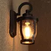 Lampa ścienna vintage czarne metalowe szklane szklane wodoodporne kinkiet przeciwwrustowy z Edison Bulborem Outdoor Courtyard Garden