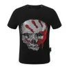 2023 P Q Designer Kläder Mens Shirt Halloween Costumes Skull Head Fun Digital Printed Round Neck Short Sleeve High Quality Cotton Casual Men Fashion Shirt Size M XXXL