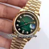 EWF ew128238 A2836 Automatic Mens Watch Gold Fluted Bezel Gradient Green Diamonds Dial 904L Jubileesteel Bracelet With Same Serial Warranty Card eternity Watches