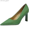 Klänningskor French Green High Heel Women's Pump Pointed Toe Light 2022 Spring/Summer Temperatur Ol Office Shoes Sapatos Feminis Z230804