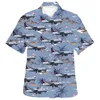 Camisas casuais masculinas 3D camisa verão respirável solta avião de passageiros praia neve montanha Harajuku manga curta para uso na rua