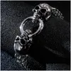 Kettenglied Gothic Double Skl Man Armband aus Edelstahl Herren Charm Armbänder Steampunk Skeleton Schmuck Gäste Giftslink Drop Dhte9