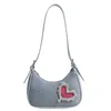 Nieuwe Designer Denim Canvas Bags Rhinestone Love Heart Schoudertas Diamant Speciaal ontwerp Hobo Burning Hot Underarm Handtas Fashion Trend