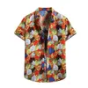 Hommes T-shirts D'été Chemise Décontractée Cardigan À Manches Courtes Hawaïen Plage Fleur Col Roulé Floral Pour Hommes