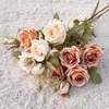 Dekorativa blommor 1 st konstgjorda blommor diy heminredning bärbar enkelgren simulering steg för bröllop