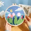 Chinese stijl producten maan bloemmotief punch naald borduurwerk starter met garens en instructies Cross Stitch DIY Craft Home Decor cadeau R230803